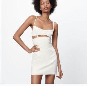 NWOT Zara ivory cut out mini dress, size S